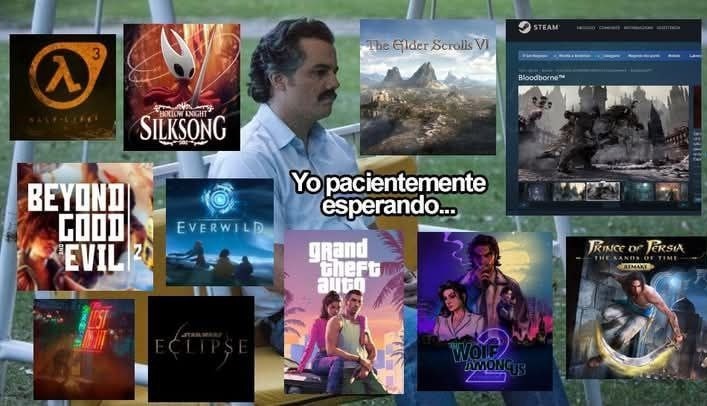 Los gamers esperando juegos que no existen - meme