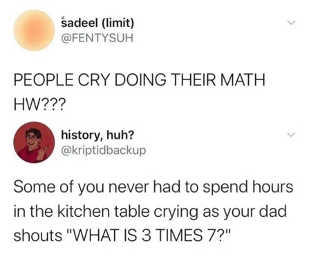 People crying over their math homework - meme