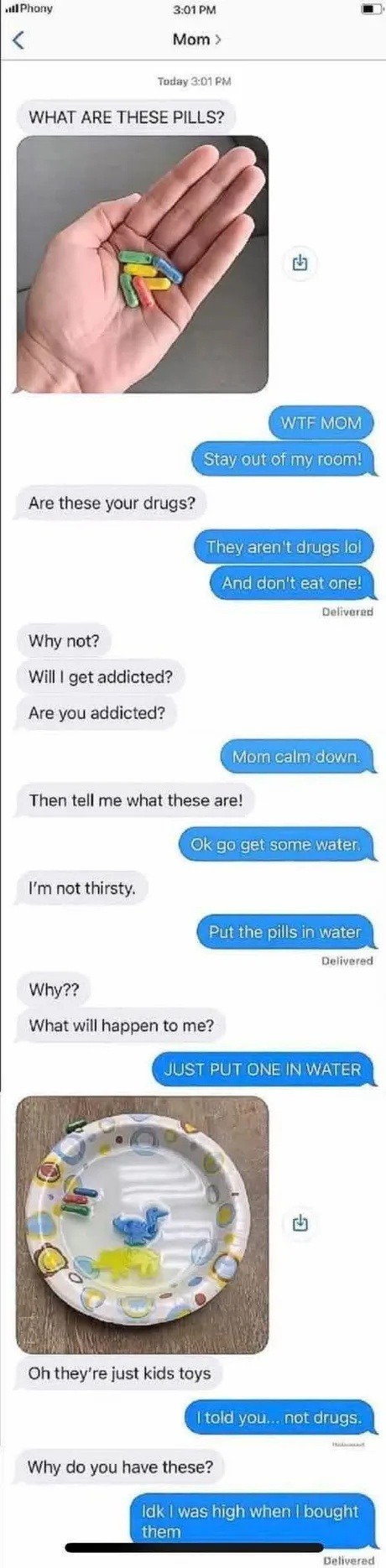 Mom found the mystery pills. She’s about to discover bath bombs - meme