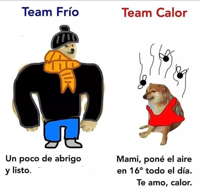 Team frío vs team calor - meme
