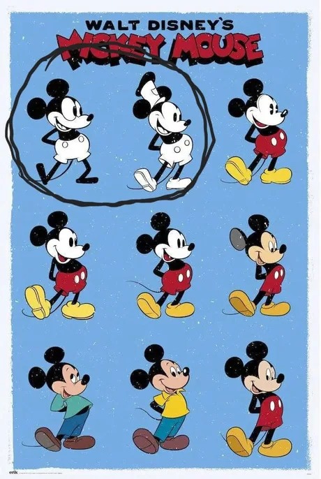 These are the Mickey Mouse designs that have entered the public domain - meme