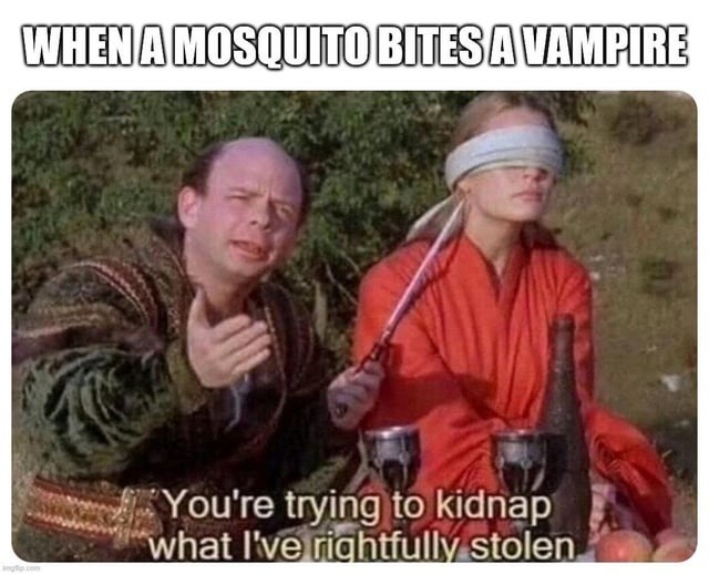 When the mosquito says it's reclaiming what's rightfully stolen - meme