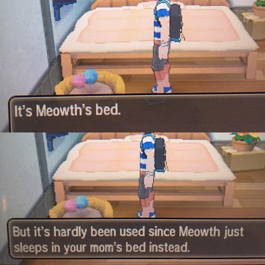 Meowth sleeps in your mom's bed - meme