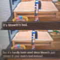Meowth sleeps in your mom's bed