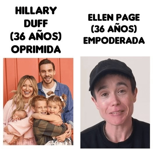Hillary Duff y Ellen Page - meme