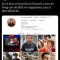 Em 3 dias os brasileiros fizeram o ator do Greg sair de 300 mil seguidores para 3 MILHÕES!