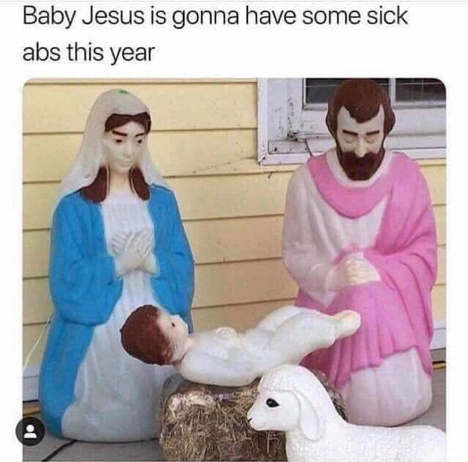 Ripped baby Jesus - meme