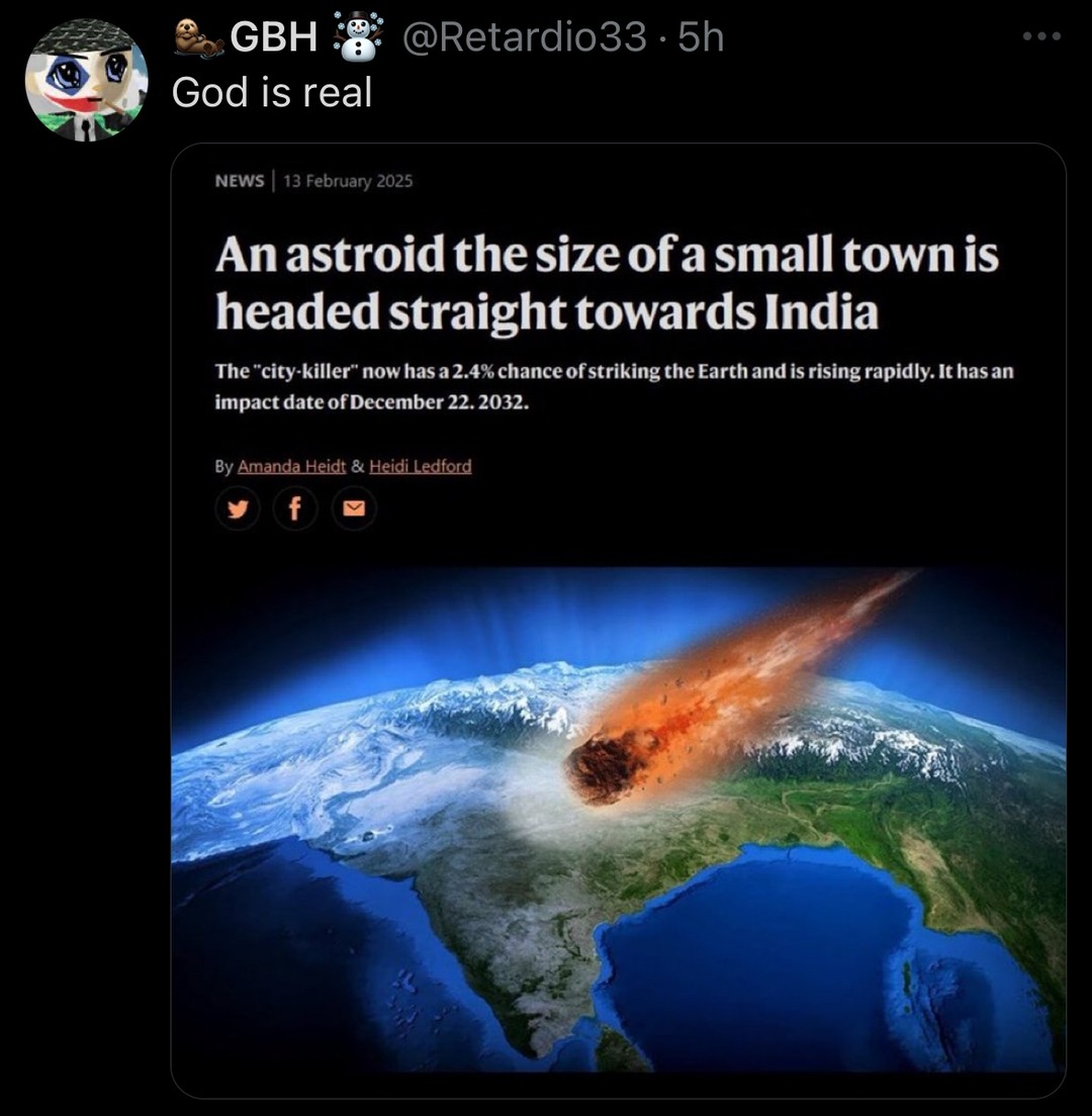 Asteroid hitting world - meme