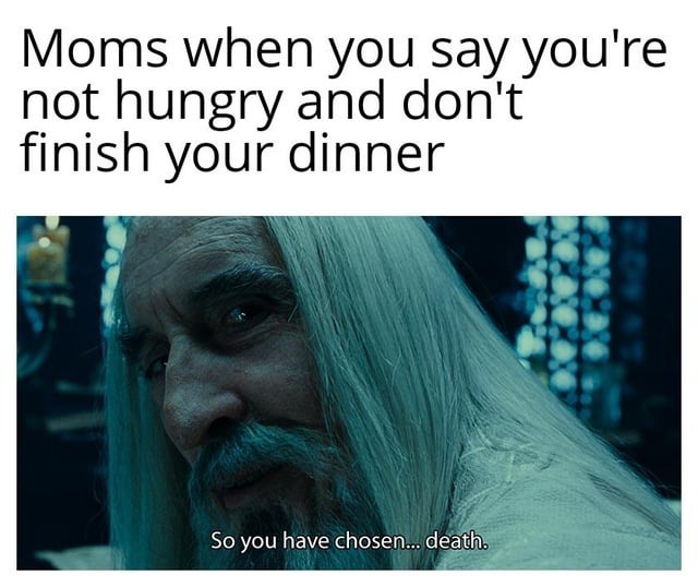 Told mom I’m not hungry. Now I fear for my life - meme