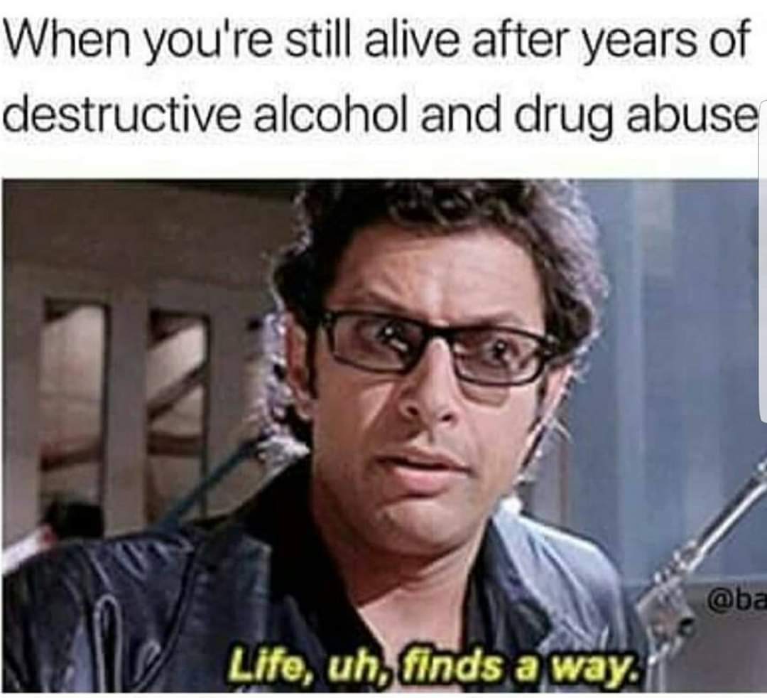 I'm honestly surprised that I survived all the drugs I did - meme