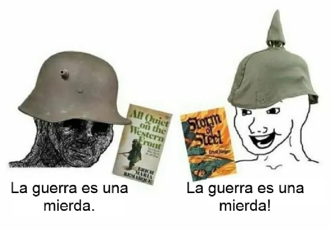 estos dos pibes estuvieron en el mismo frente, al mismo tiempo, luchando por el mismo lado (erich maria remarque y ernst jünger) - meme