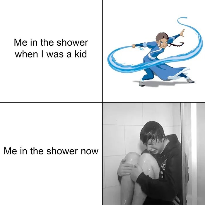Dont ask why he has a hoodie on in the shower - meme