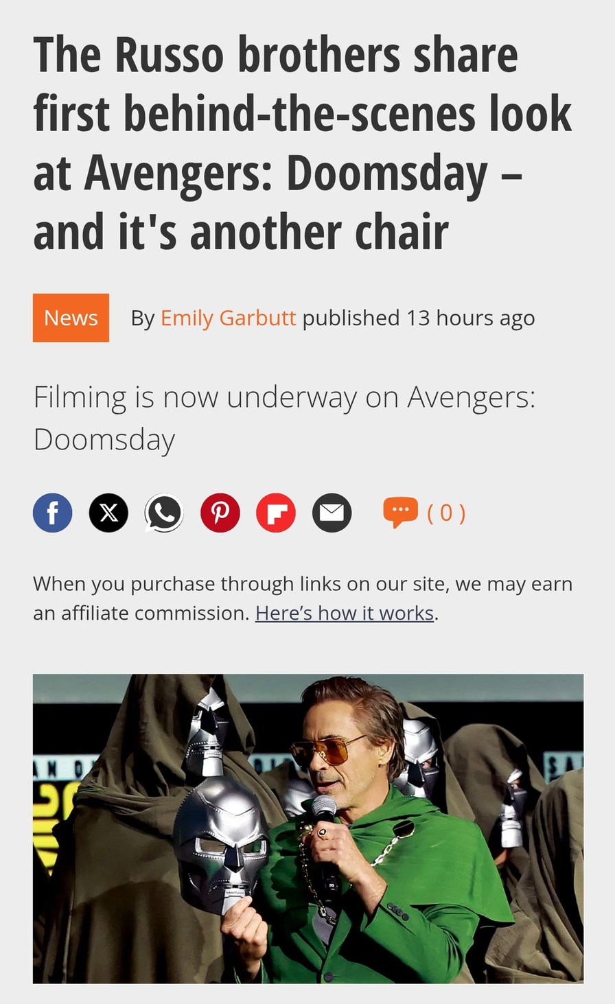Russo bros drop Avengers: Doomsday sneak peek... it's another chair - meme