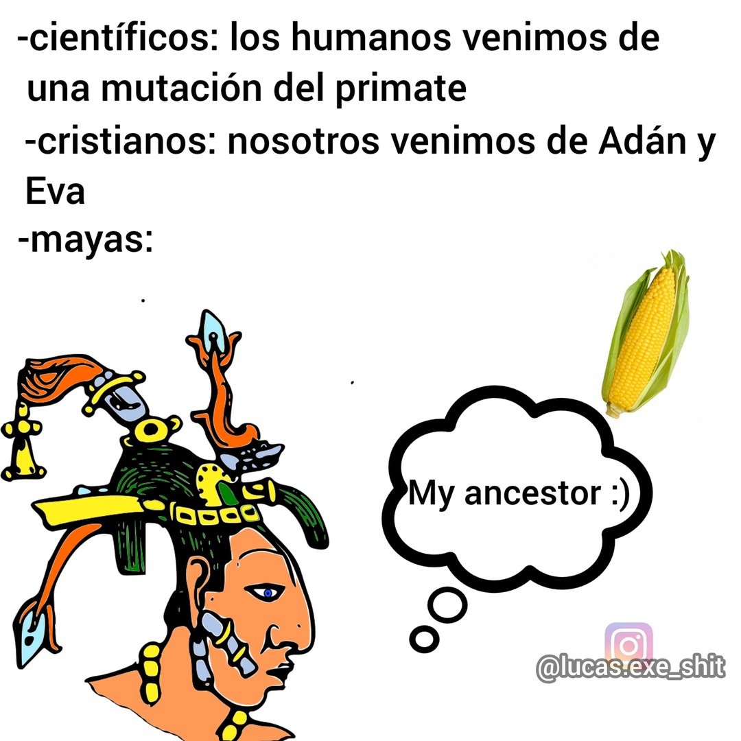 Contexto: Los mayas creían que el ser humano se creó a partir del maíz - meme