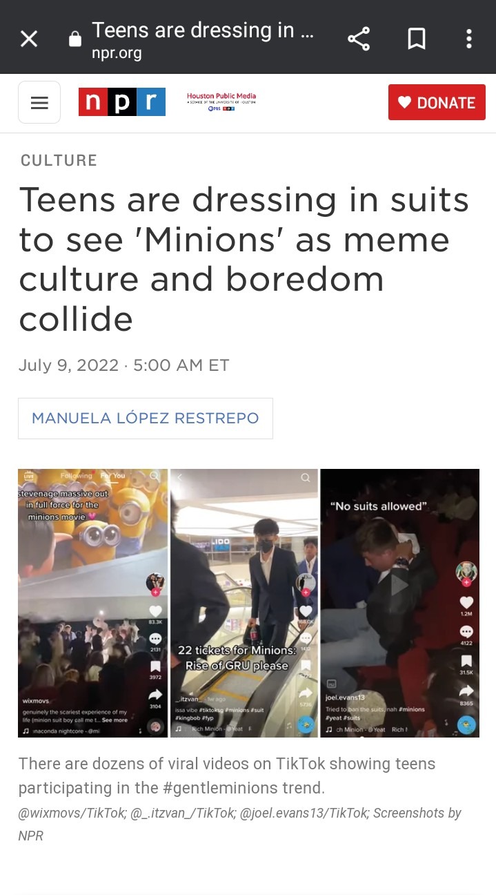 Teens are dressing in suits to see 'Minions' as meme culture and