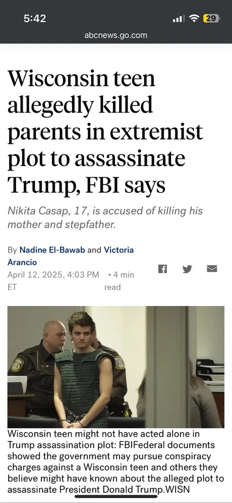 Wisconsin teen allegedly killed parents in extremist plot to assassinate Trump - meme
