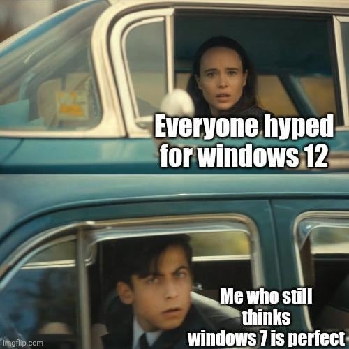 Y'all on Windows 12? I'm chillin with Windows 7 like a fossil - meme