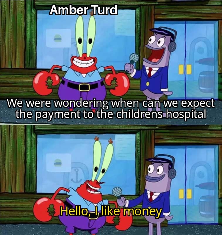 Amber Heard payment to charity - meme