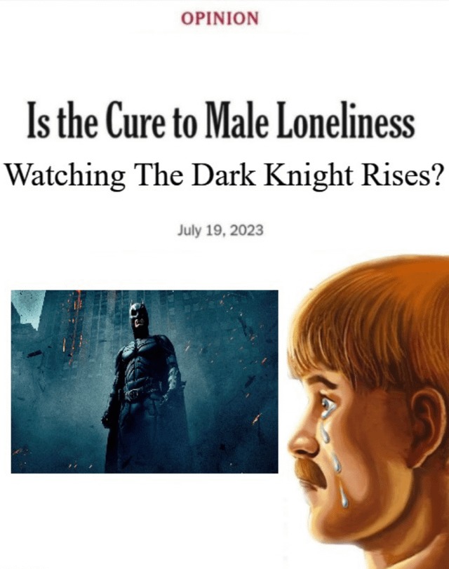 Is the Cure to male loneliness watching the Dark knight rises? - meme