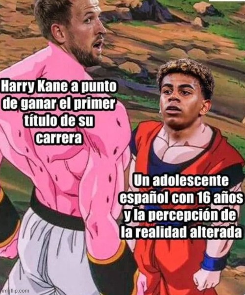 Lamine Yamal y Harry Kane en la final - meme