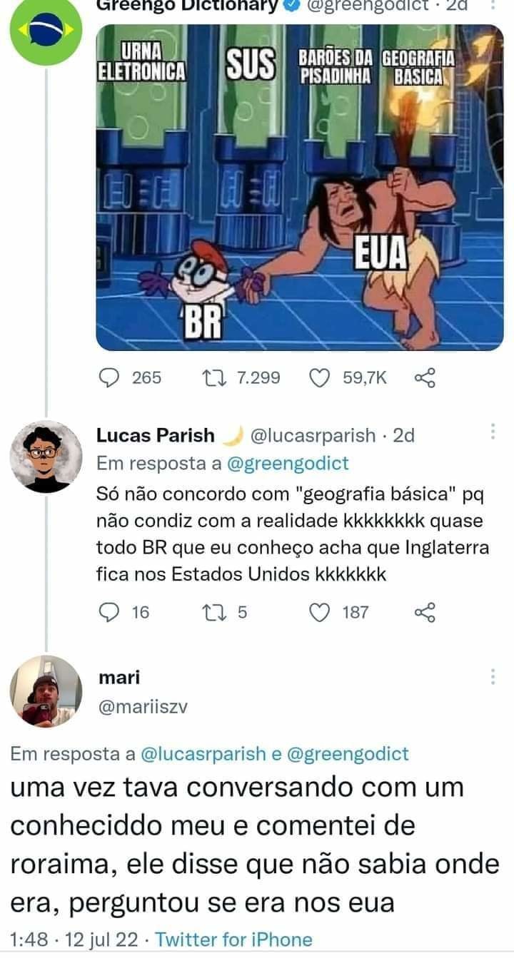 Brasileiro não sabe de geografia não - meme