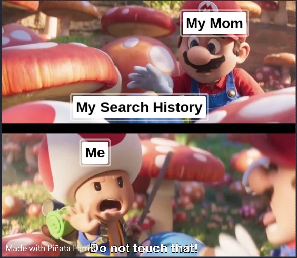 When My mom tries to see my search history - meme