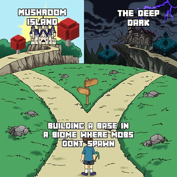 2 paths of Minecraft - meme