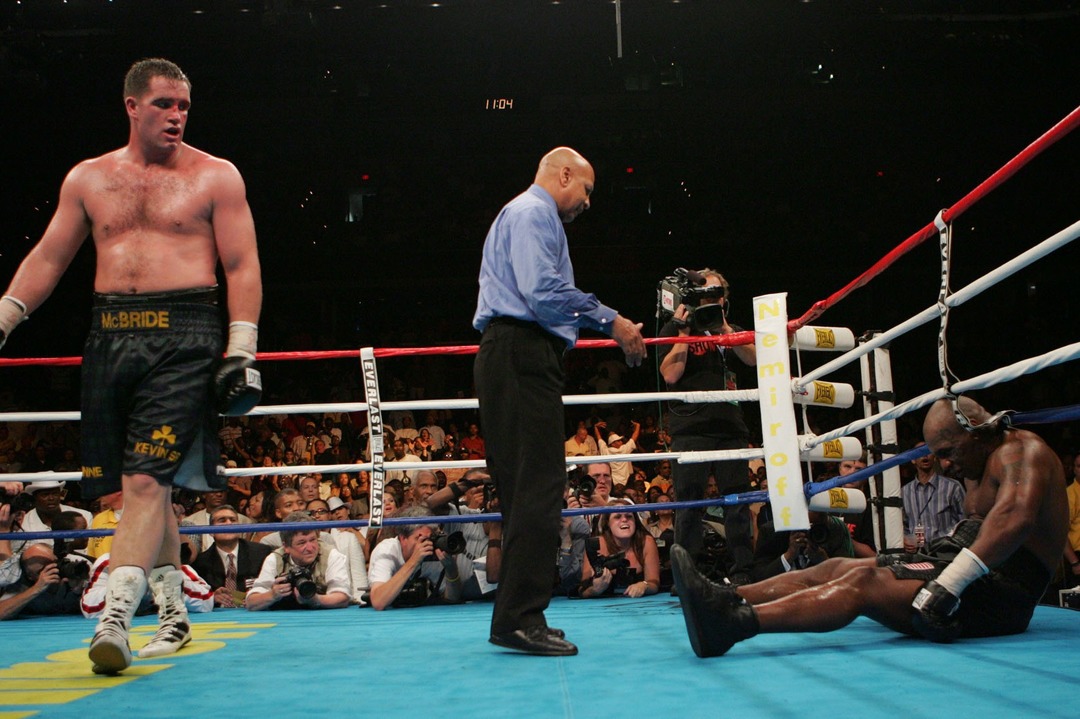 When Kevin McBride pulverized Tyson. Gen Z probably thinks it was rigged too - meme
