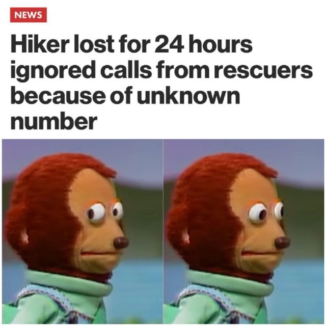 Hiker lost for 24 hours - meme