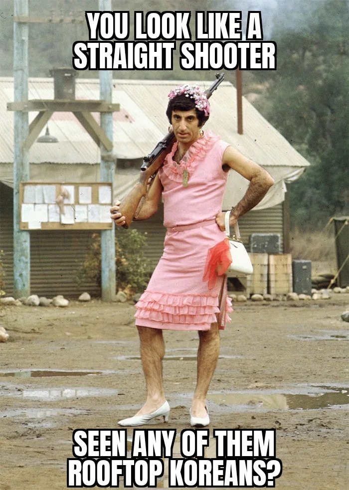 Colonel Klinger was trying to avoid military service - meme