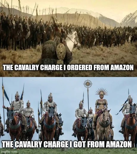the rings of power cavalry charge meme