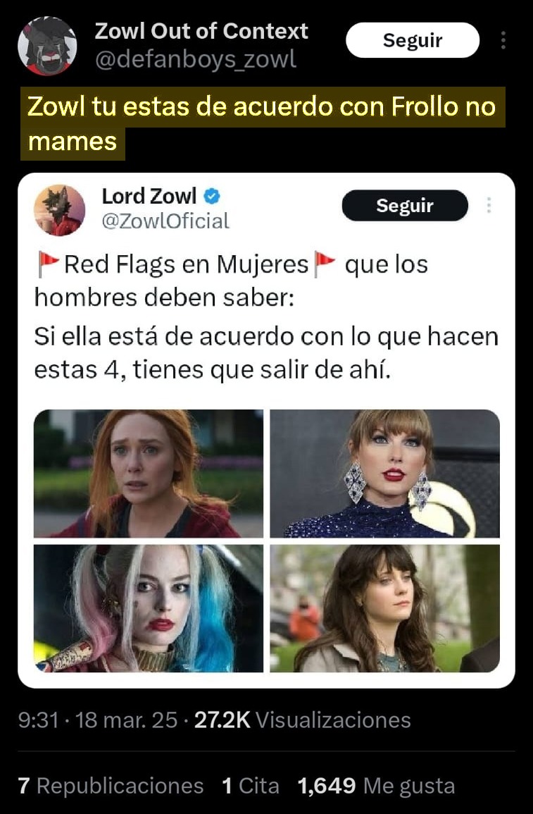 Día #319 de Twitter papeandose a Zowl - meme