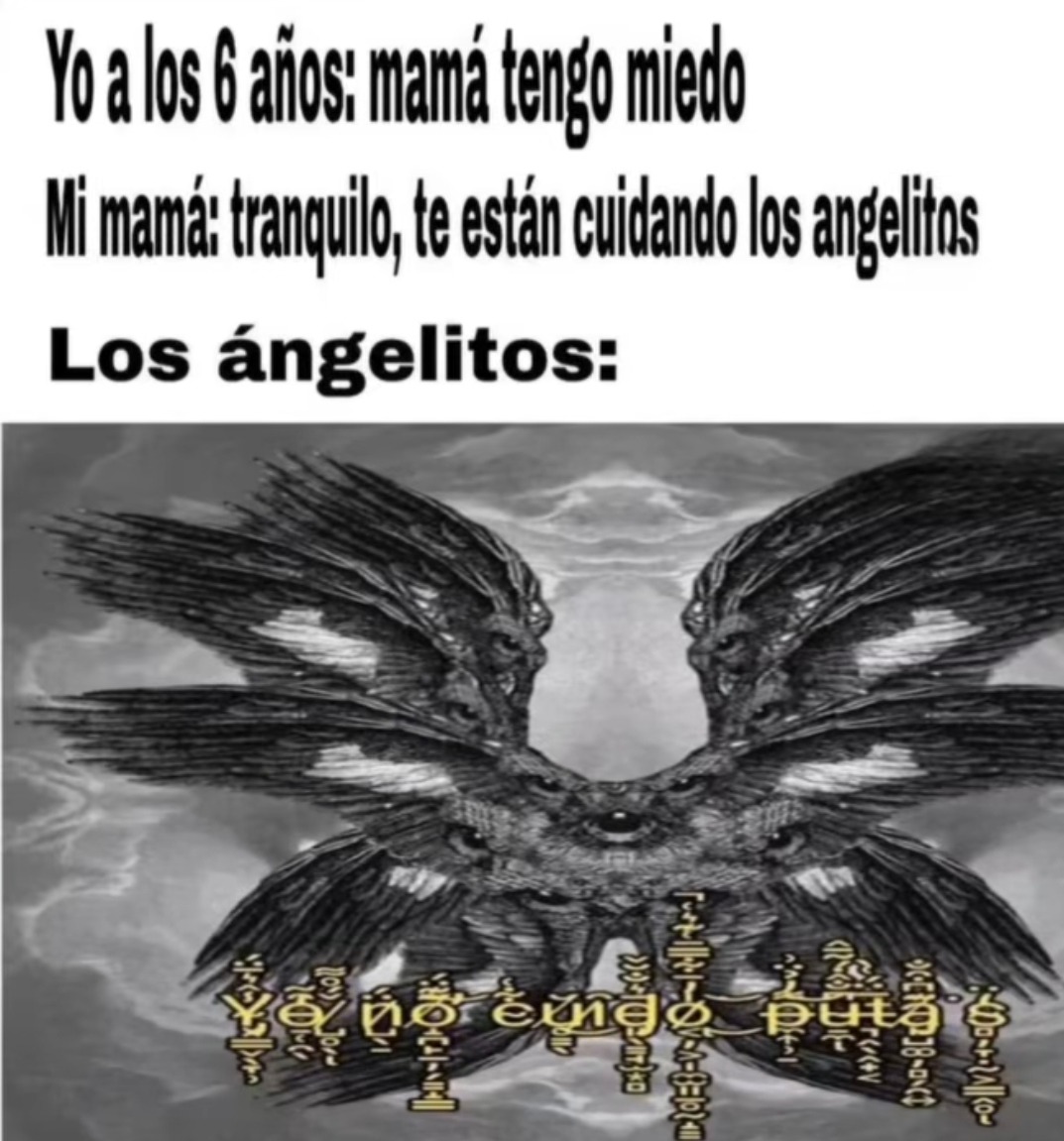cuando los angelitos te están cuidando pero tú tranqui - meme