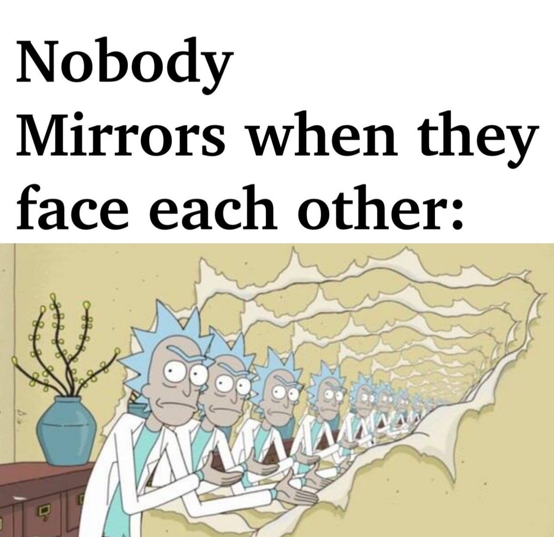 When two mirrors stare each other down - meme