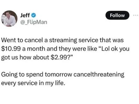 Streaming service strategy - meme