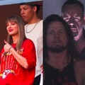 Taylor swift with Jackson Mahomes standing behind