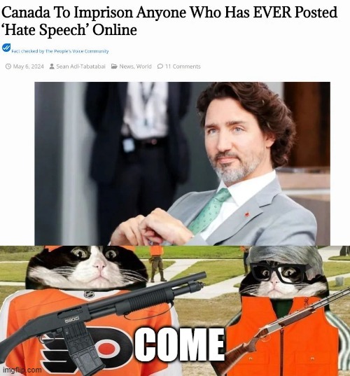 Canada wants to imprison anyone who has ever posted hate speech according to them - meme
