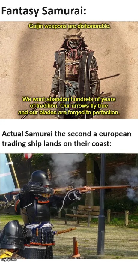 Samurais with guns - meme