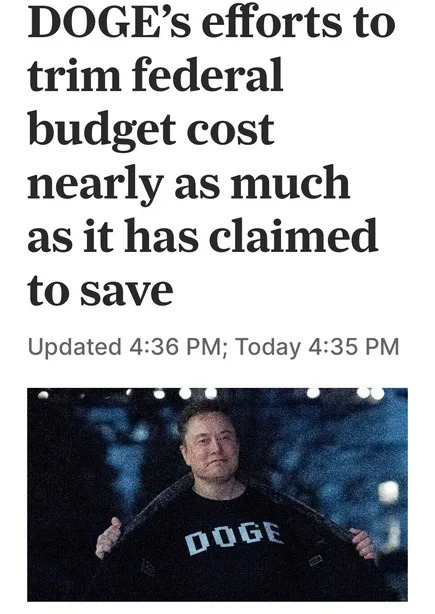 DOGE cut the budget and somehow spent double doing it - meme