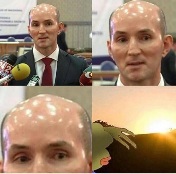 His head is brighter than my future - meme