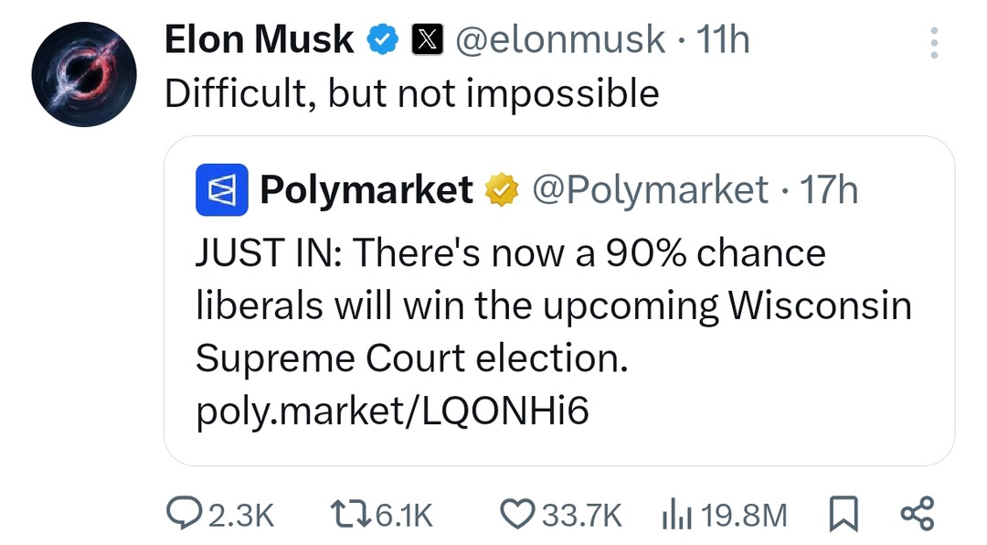 Polymarket betting on elections while Elon drops cryptic lines - meme
