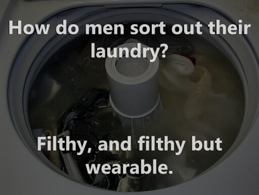 men sorting laundry - meme