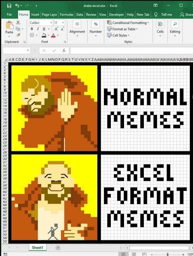 Memes en formato excel