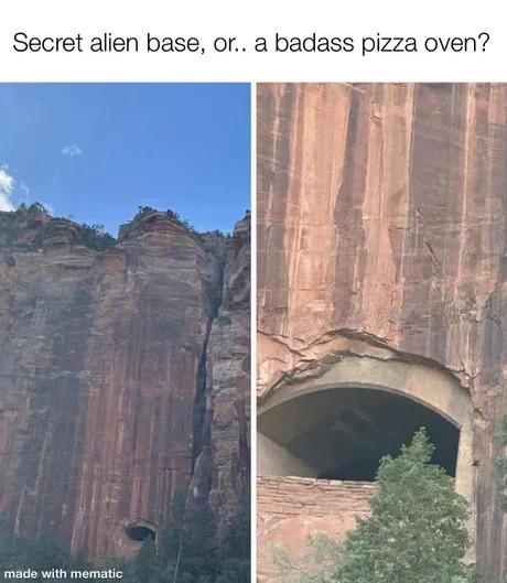 Alien base or pizza oven - meme