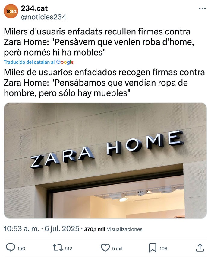 Firmas contra Zara Home porque no venden ropa... gente confundida nivel dios - meme
