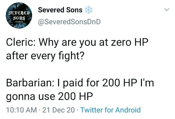 Barbarian logic: HP exists to be used - meme