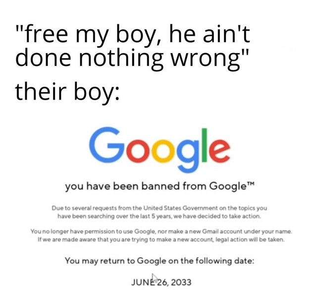 Banned from Google - meme