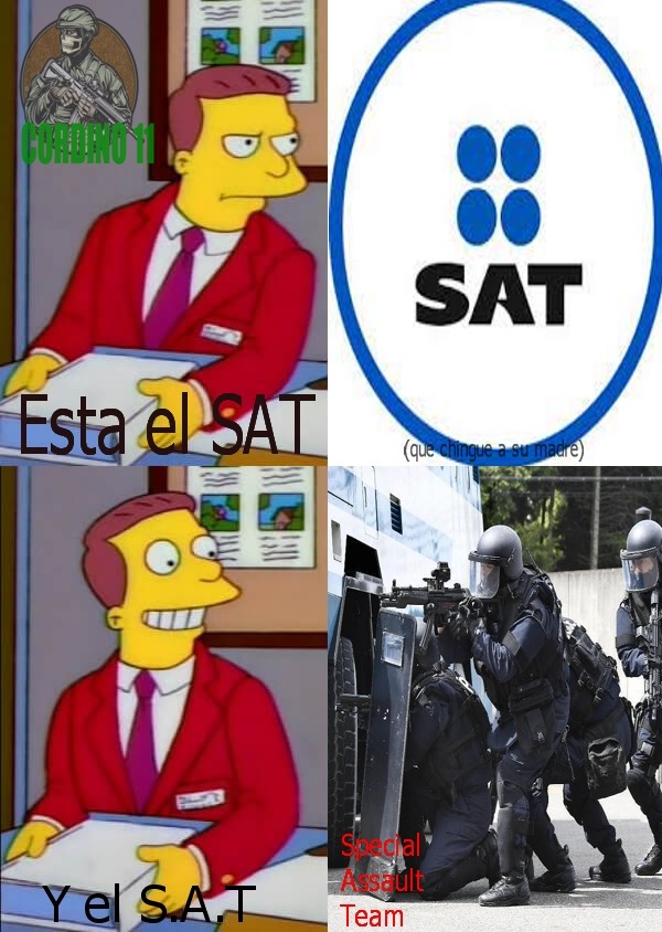 Contexto:en Japón hay una fuerza especial llamada SAT(Special assault team)que es como el SWAT - meme