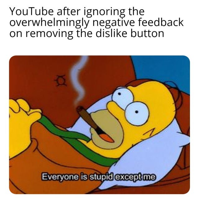 Youtube is stupid for removing the dislike button - meme