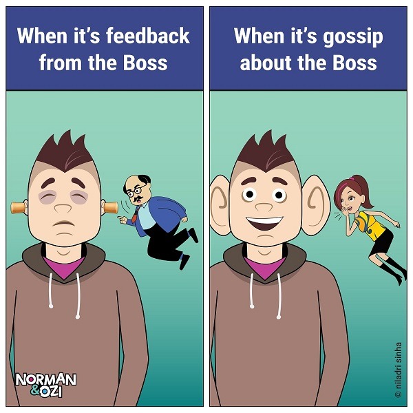 Feedback From Boss vs Gossip About the Boss - meme